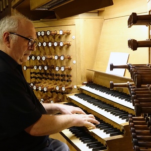 Domorganist Wolfgang Kreuzhuber an der Rudigierorgel