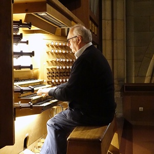 Domorganist Wolfgang Kreuzhuber an der Rudigierorgel