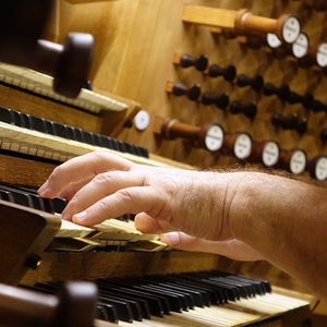 Domorganist Wolfgang Kreuzhuber an der Rudigierorgel