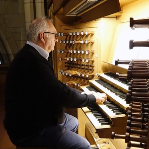 Domorganist Wolfgang Kreuzhuber an der Rudigierorgel