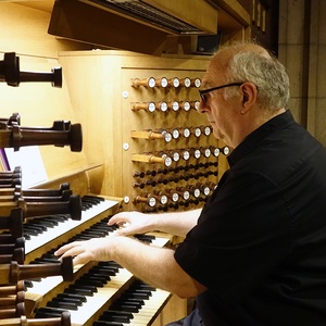 Domorganist Wolfgang Kreuzhuber an der Rudigierorgel