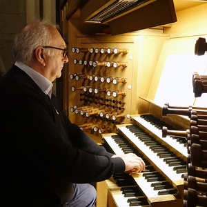 Domorganist Wolfgang Kreuzhuber an der Rudigierorgel